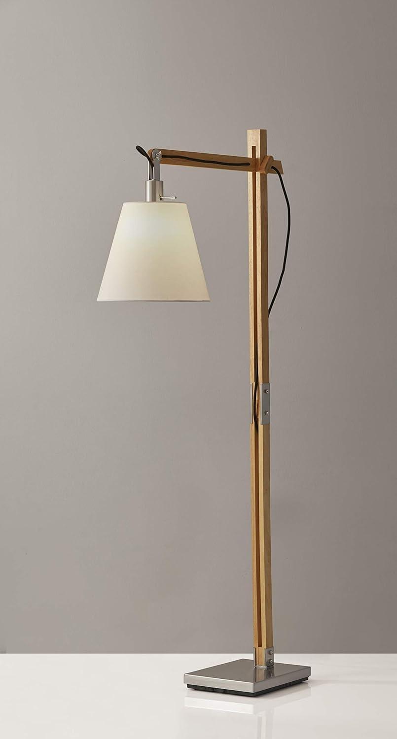 53" x 61" 3-way Walden Floor Lamp Camel - Adesso: Adjustable Wooden Arm, Industrial Style, ETL Listed