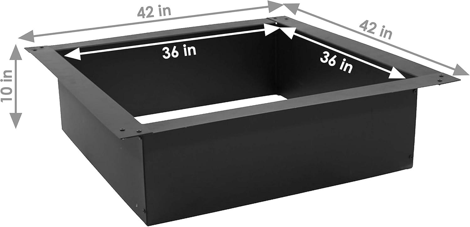 Sunnydaze Outdoor Heavy-Duty Steel Portable Above Ground or In-Ground Square Fire Pit Liner Ring - 36" - Black