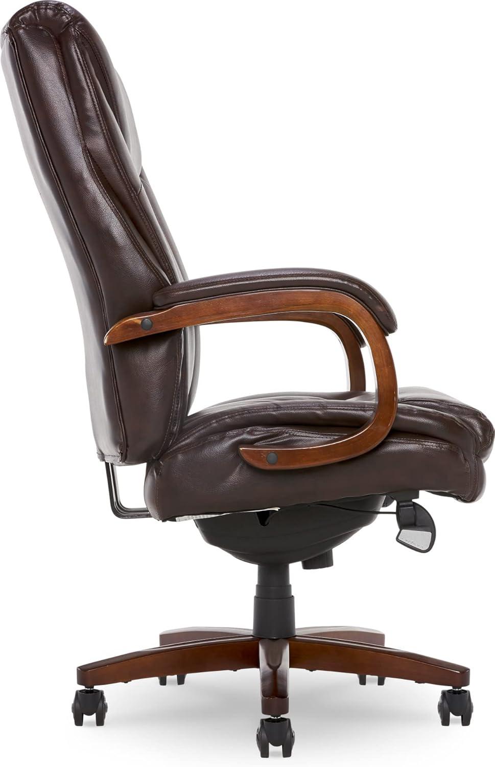 La-Z-Boy La-Z-Boy Edmonton Big & Tall Executive Office Chair, ComfortCore with Memory Foam Cushions, Real Wood Arms and Base, Waterfall Seat Edge, Bonded Leather