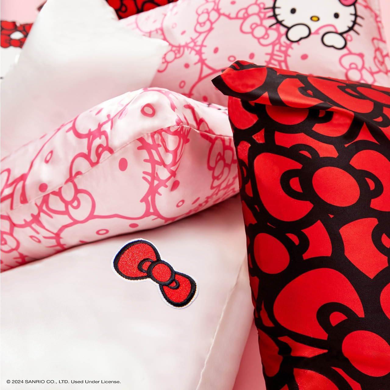 Hello Kitty Ivory Satin Embroidered Queen Pillowcase