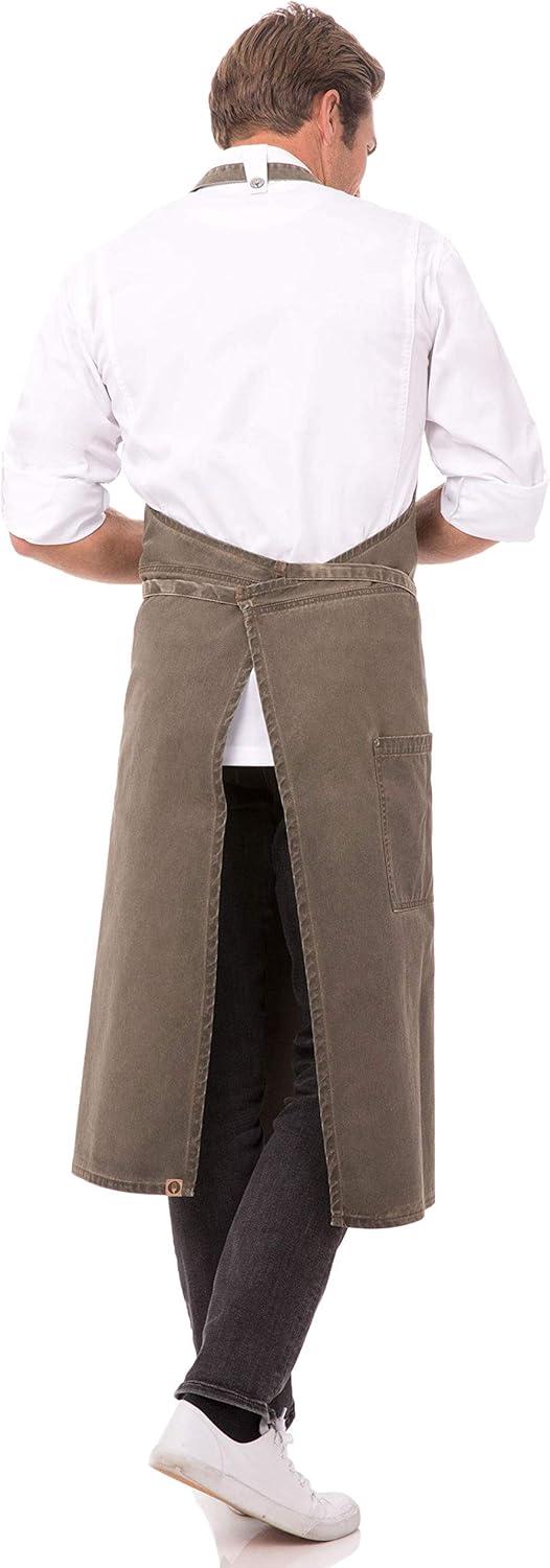 Earth Brown Cotton Adjustable Bib Apron with Pockets