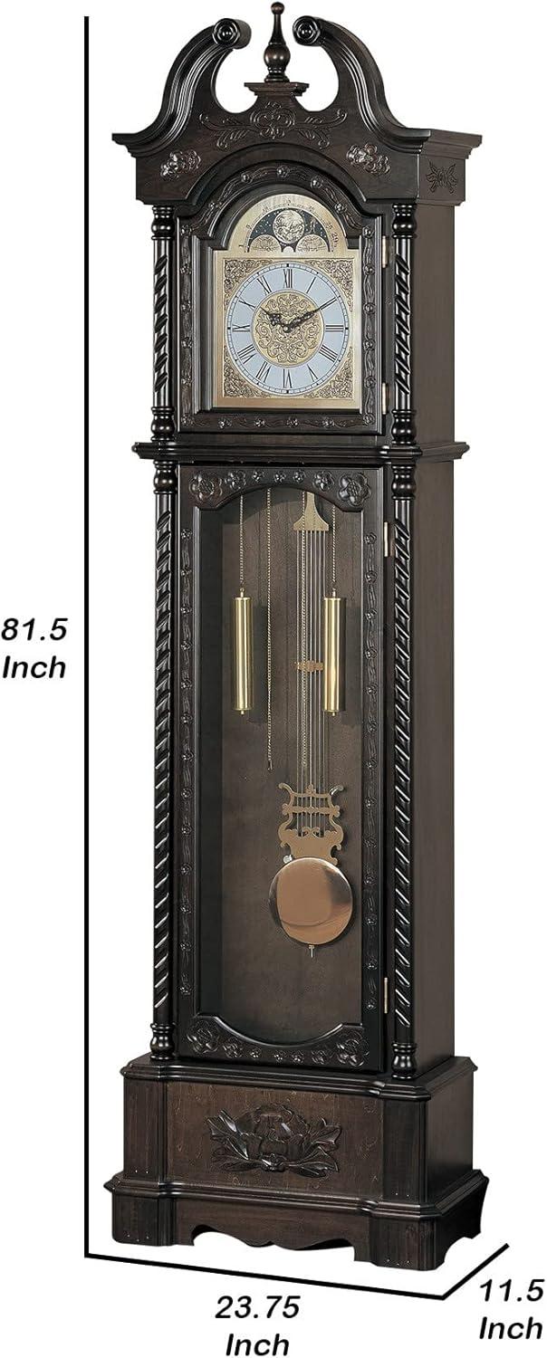 Brown Quartz Grandfather Clock with Wooden Frame