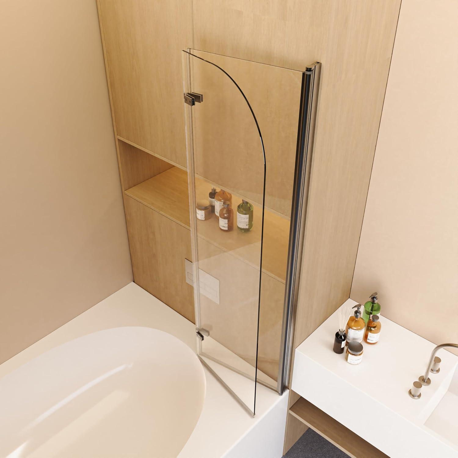 LILI 31"W x 55"H Frameless Folding Pivot Shower Tub Door Reversible Installation LI55675LL