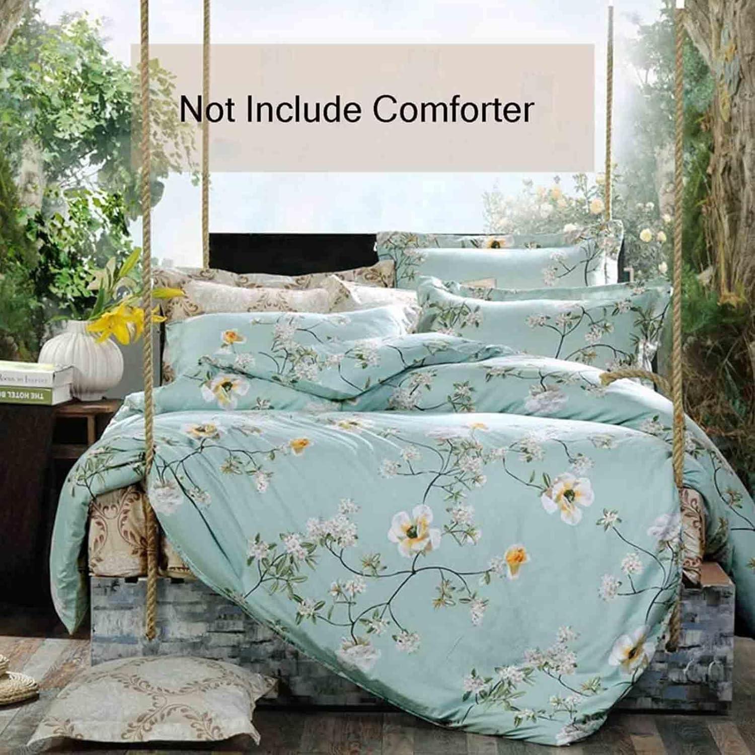 Nanko Bedding Duvet Cover Set Queen, 3 Pieces – 800-Thread Floral Microfiber Down Comforter Quilt Cover Zipper & Tie for Women & Men’s Bedroom, Luxury Guestroom Decor -Teal