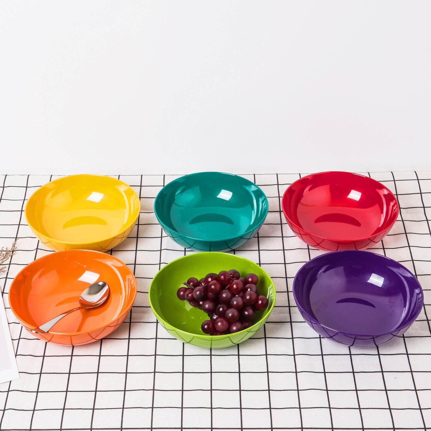 KX-Ware 7.5 inch Melamine Pasta and Salad Bowl, Set of 6 Multicolor