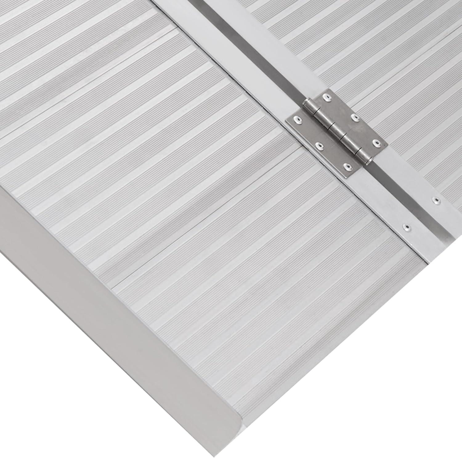 HOMCOM Textured Aluminum Portable Wheelchair Ramp for Home, Steps, Doorways, Foldable Handicap Ramp 4', Threshold Ramp with Durability for Strong Load-Bearing