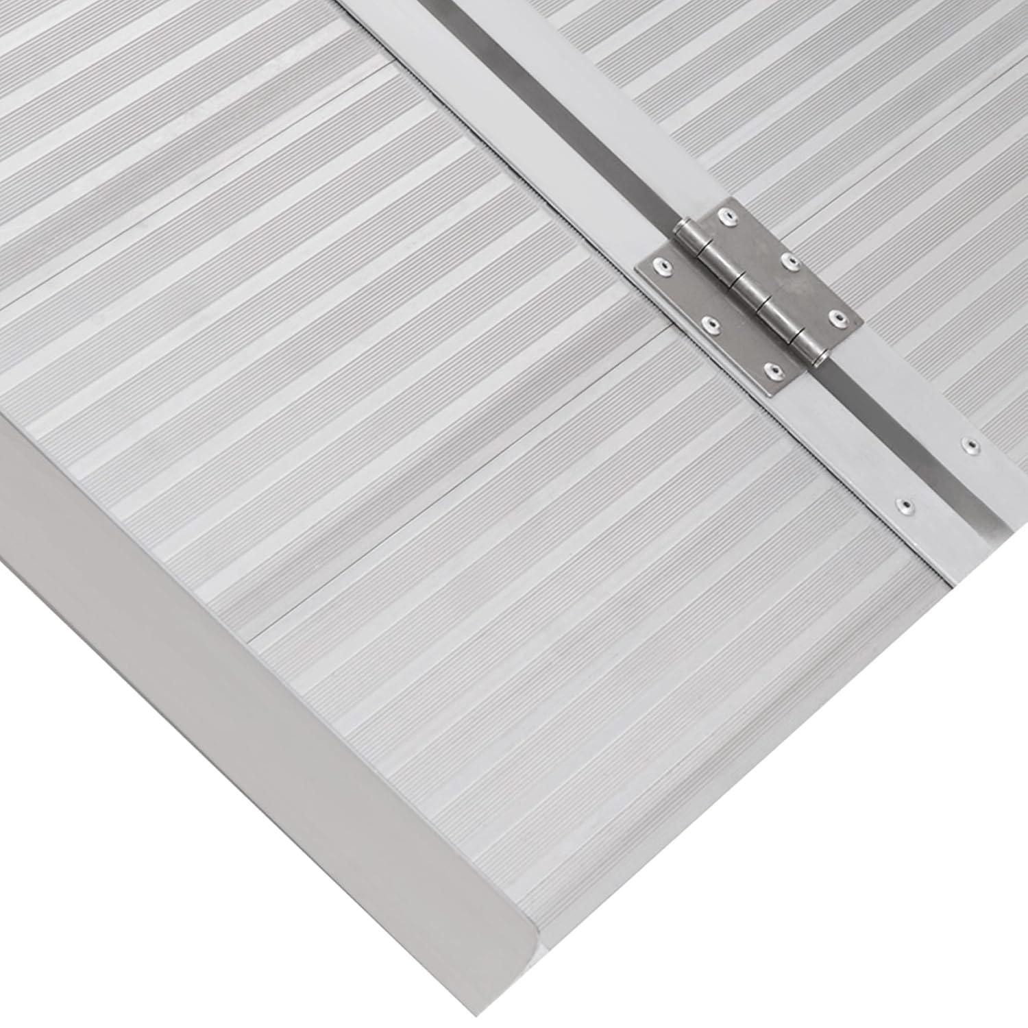 HOMCOM Textured Aluminum Portable Wheelchair Ramp for Home, Steps, Doorways, Foldable Handicap Ramp 4', Threshold Ramp with Durability for Strong Load-Bearing