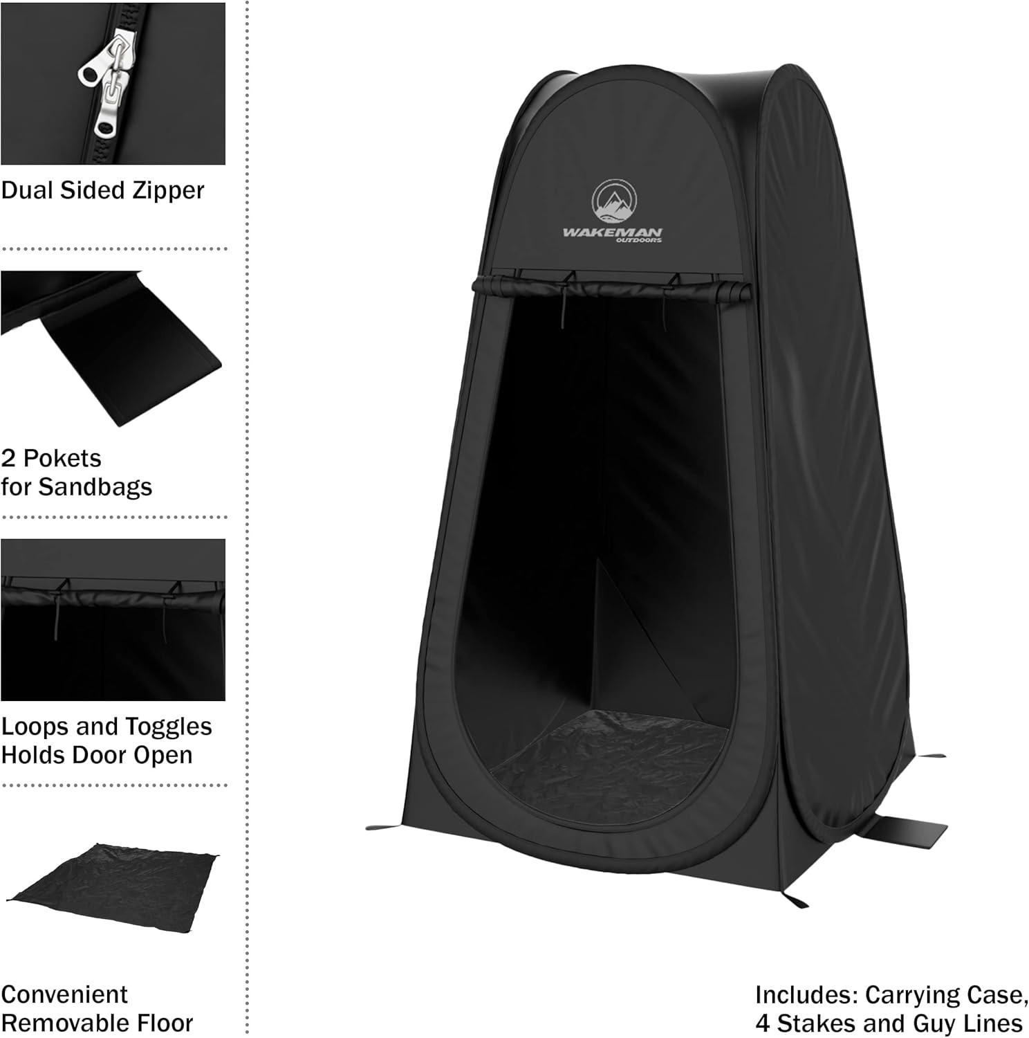 Black Polyester Pop Up Privacy Shower Tent with Carry Bag