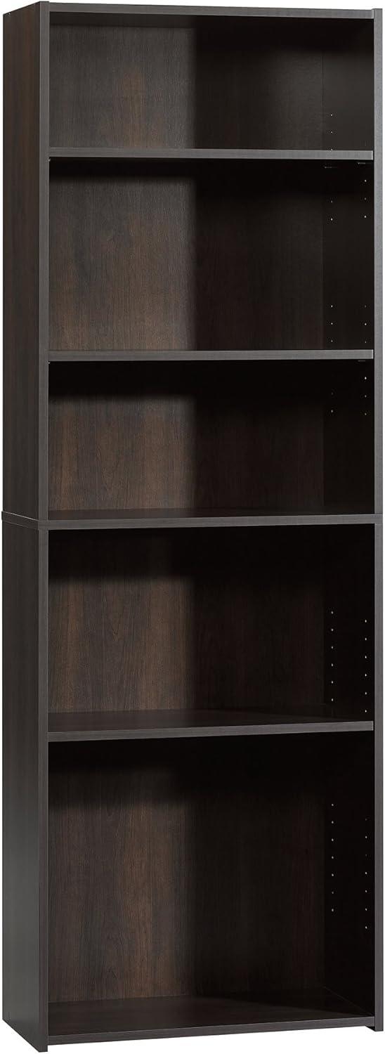 Adjustable Cinnamon Cherry Wood 5-Shelf Kids Bookcase