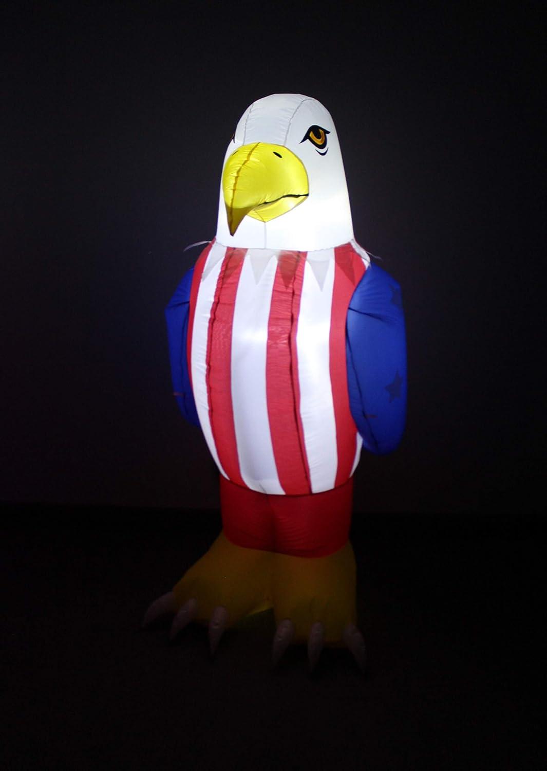 6 Foot Tall Patriotic Multicolor Inflatable Bald Eagle Decoration