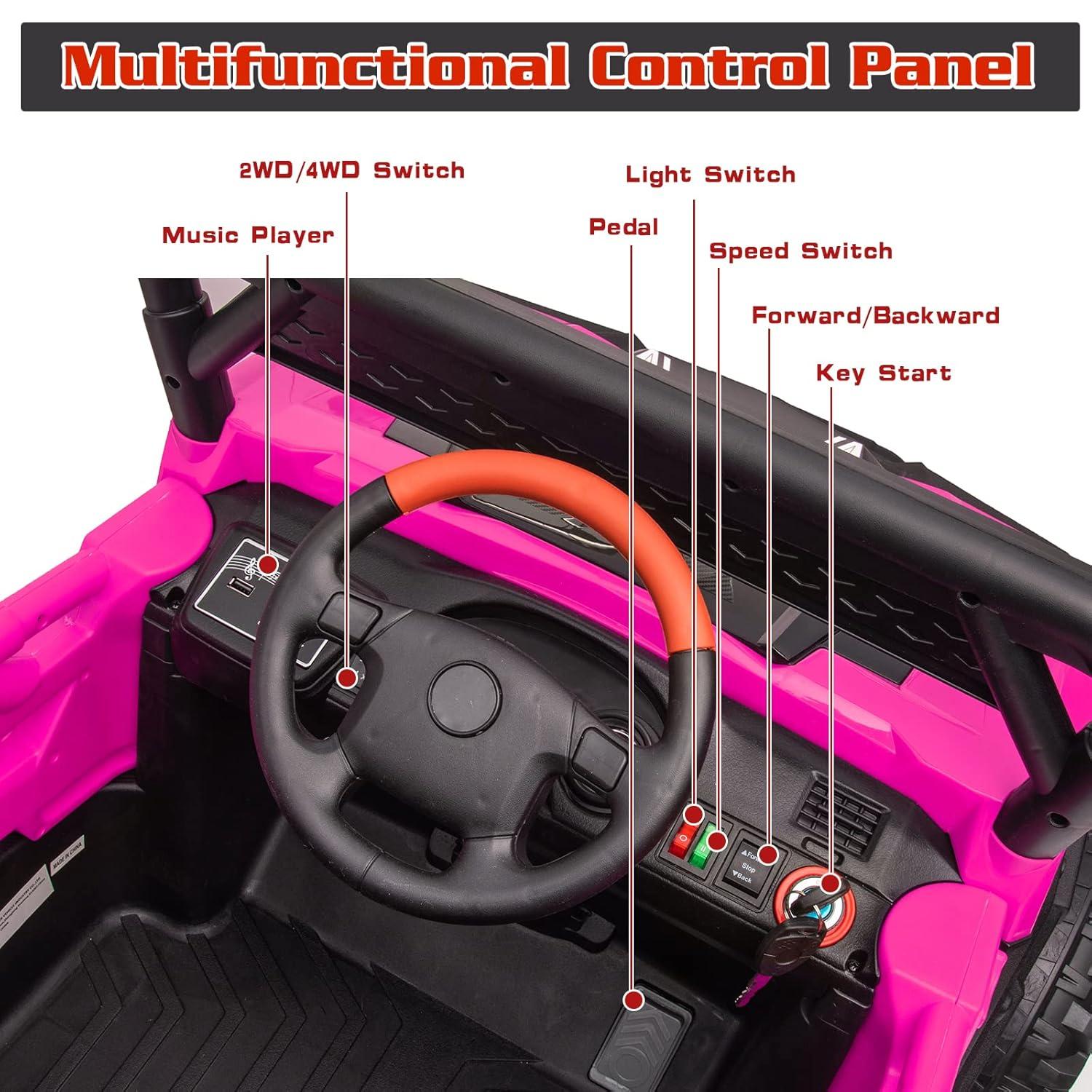 Anrli 24V 4WD Kids Electric UTV w/ Remote Control, Large Seat & 3 Speeds (Ages 3-8)