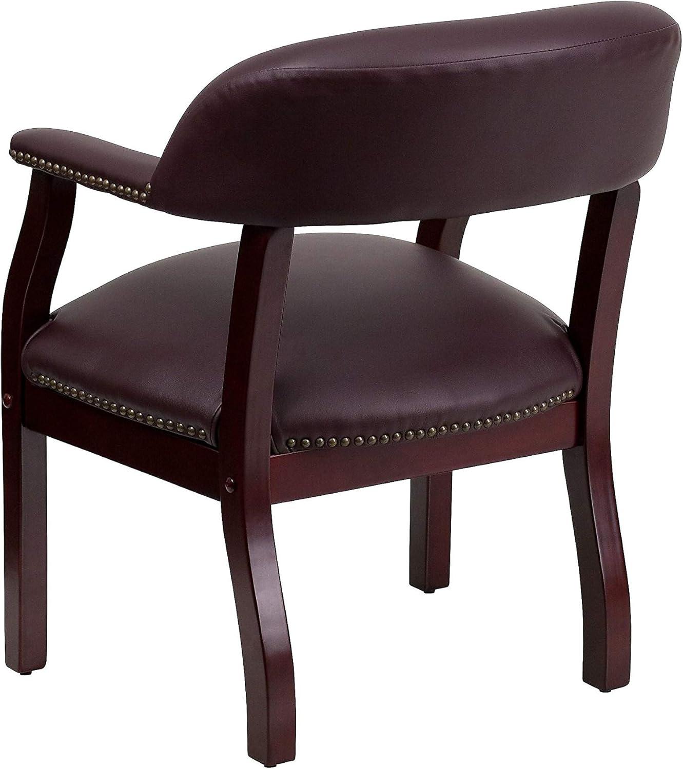 Leather Seat Waiting Room Chair with Wood Frame