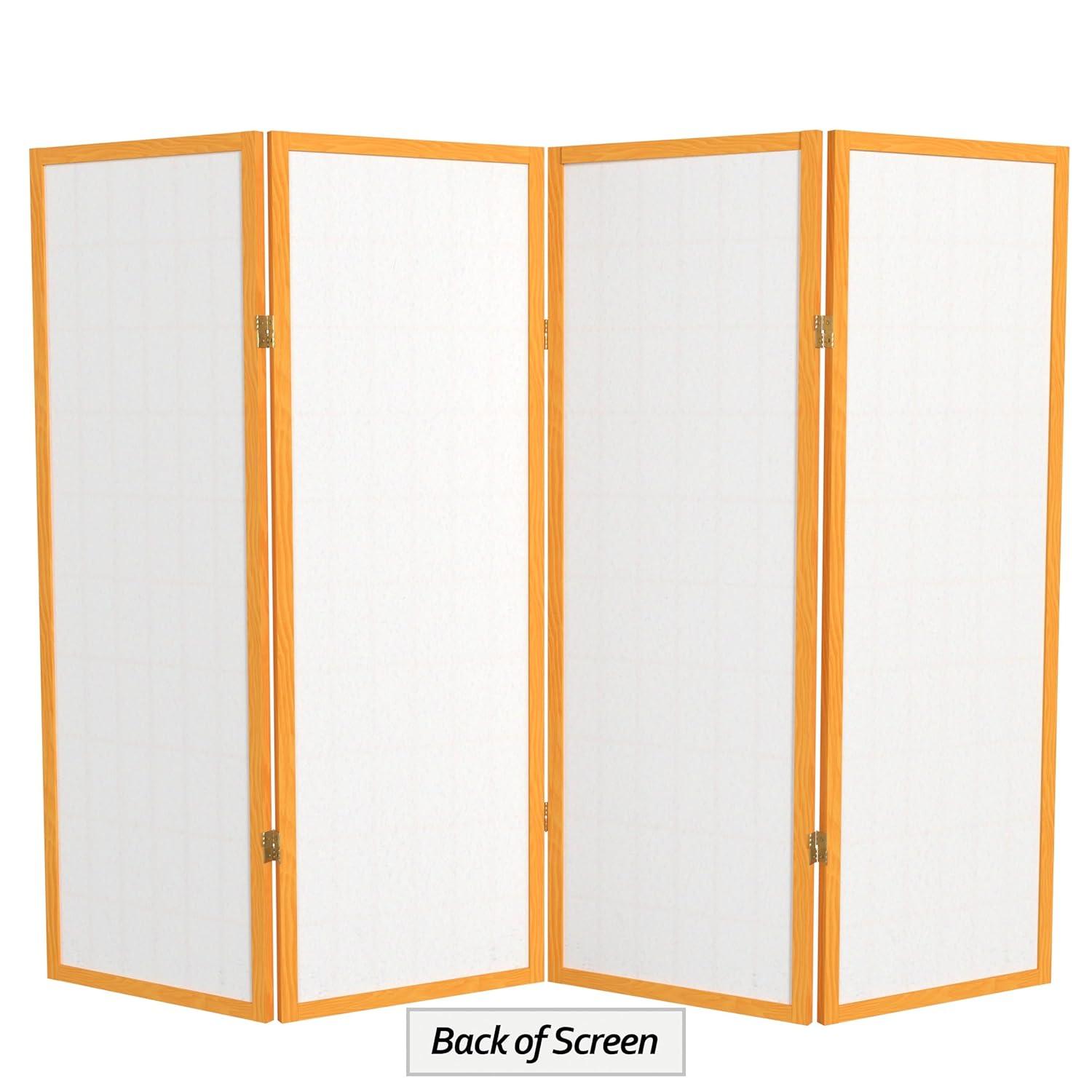 Red Lantern 4 ft. Short Window Pane Shoji Screen - Honey - 4 Panels