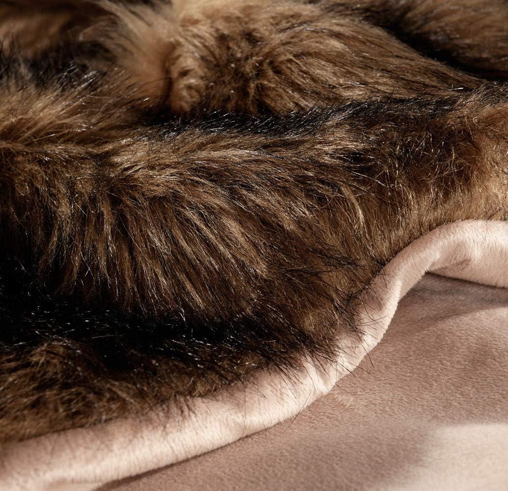 Queen Size Brown Faux Fur Throw Blanket