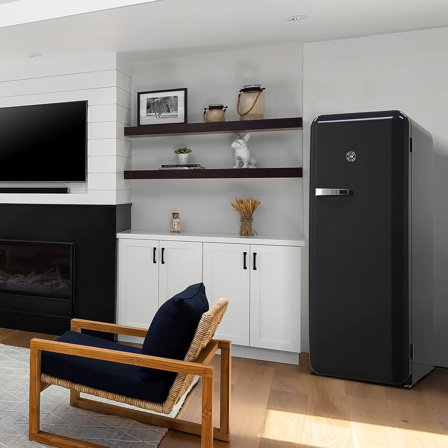 9.2 cu. ft. Freestanding Top Freezer Retro Refrigerator in Black
