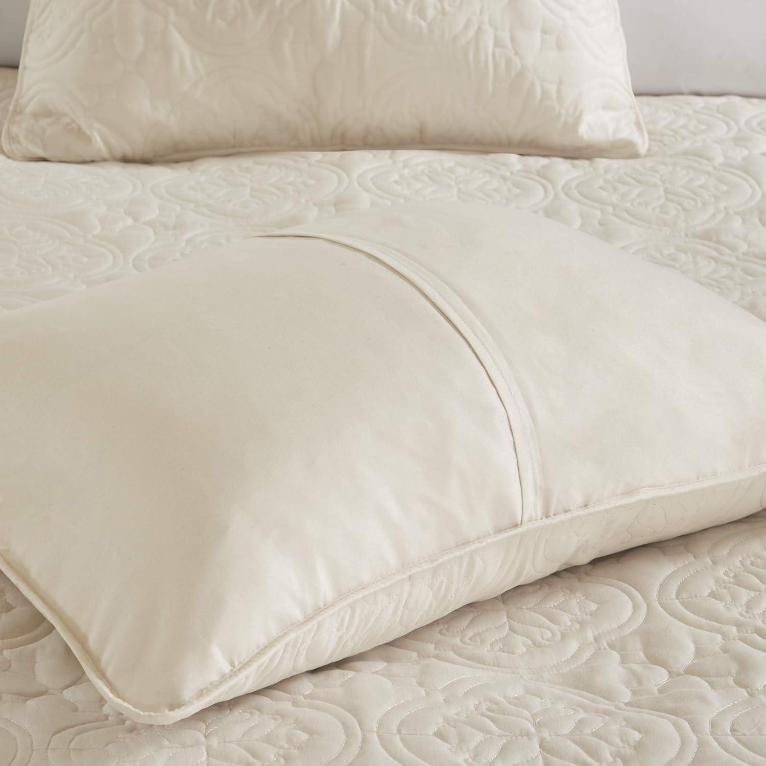 Cream Microfiber Reversible Full Bedspread Set