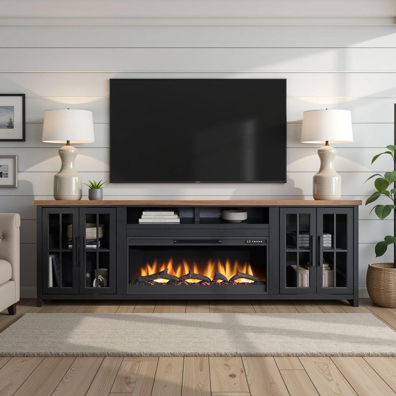 Essex 97 Inch Fireplace TV Stand Console,media console,entertainment center For Tvs Up To 100 Inches