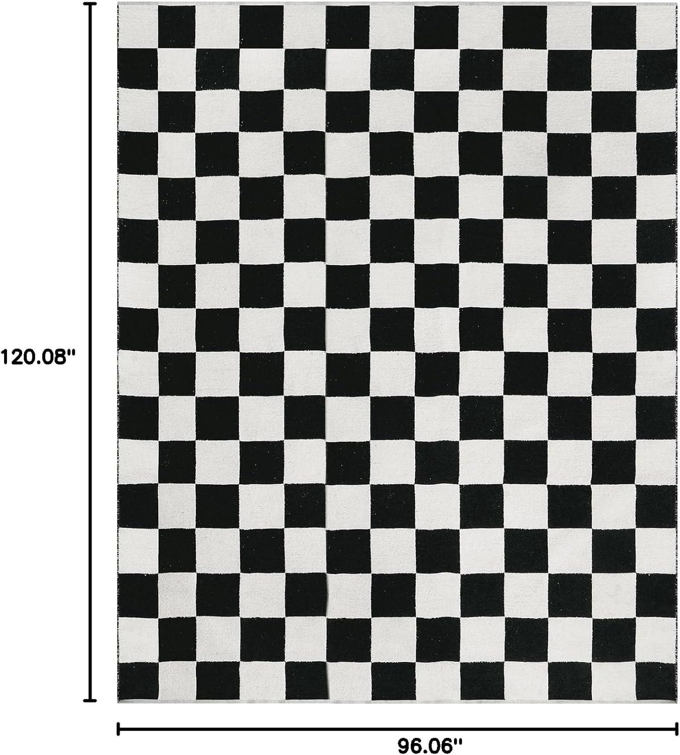 Luxe Weavers Checkered Black and White Geometric 8x10 Area Rug