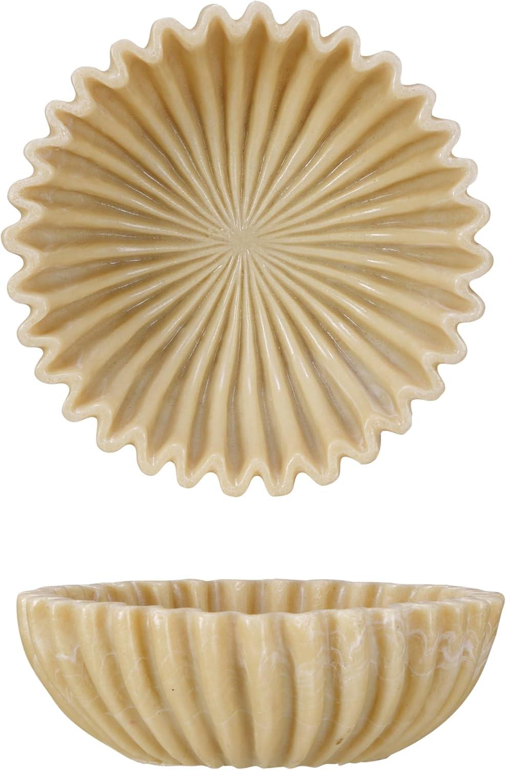 Beige Resin Fluted Decorative Bowl