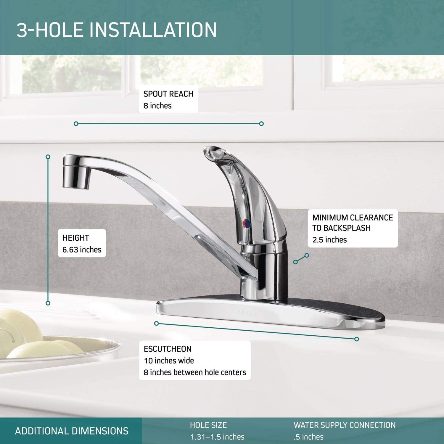 Core Single-Handle Kitchen Sink Faucet, 3-Hole Kitchen Faucet