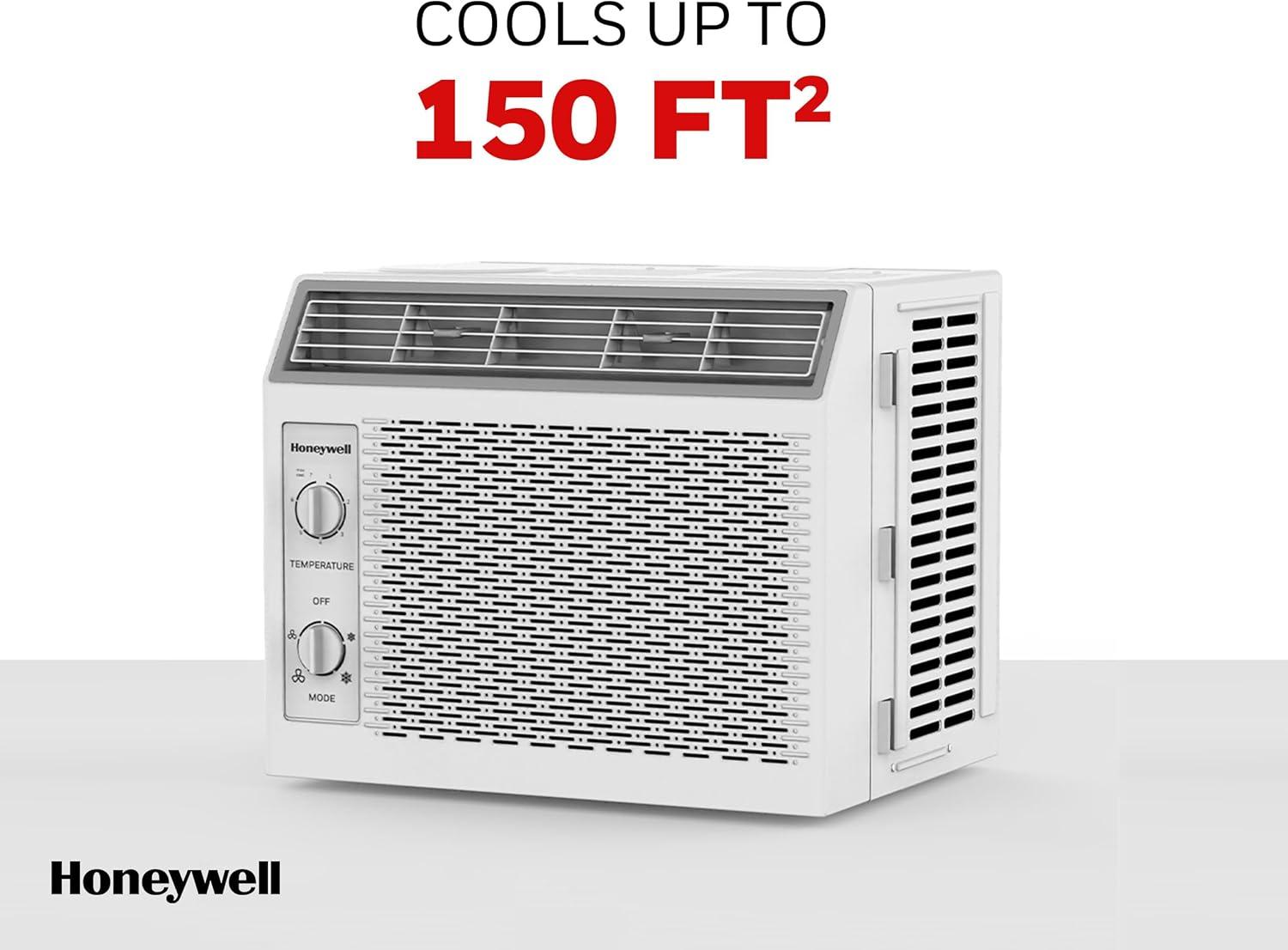 Honeywell 5,000 BTU Window Air Conditioner, Adjustable Thermostat, 7 settings, Quiet, 150 sq ft Coverage