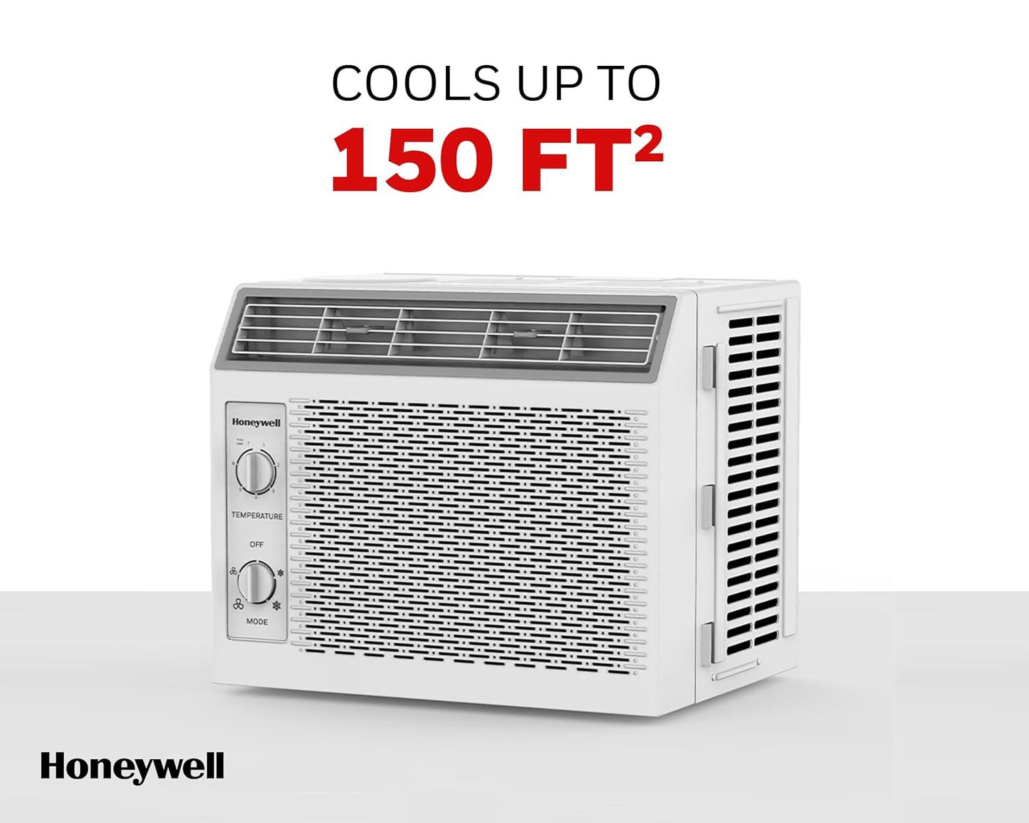 Honeywell 5,000 BTU Window Air Conditioner, Adjustable Thermostat, 7 settings, Quiet, 150 sq ft Coverage