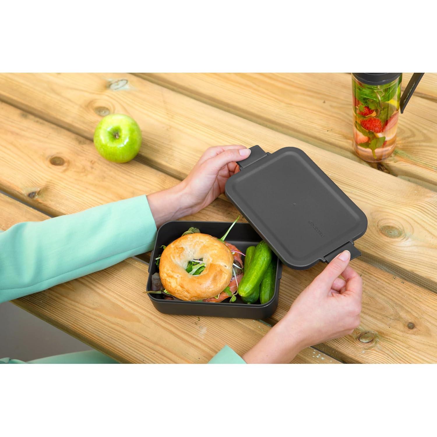 Medium Dark Gray BPA-Free Rectangular Lunch Box with Snap Lid