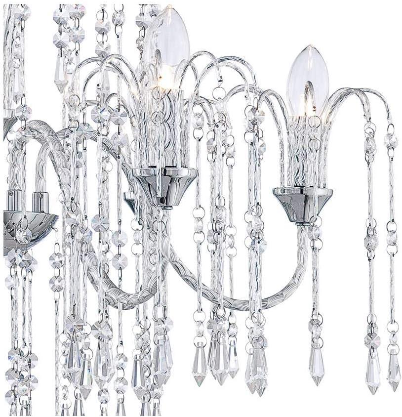 Vienna Full Spectrum Crystal Rain Chrome Chandelier 29" Wide Modern Curved Arm 6-Light Fixture for Dining Room House Kitchen Island Entryway Bedroom