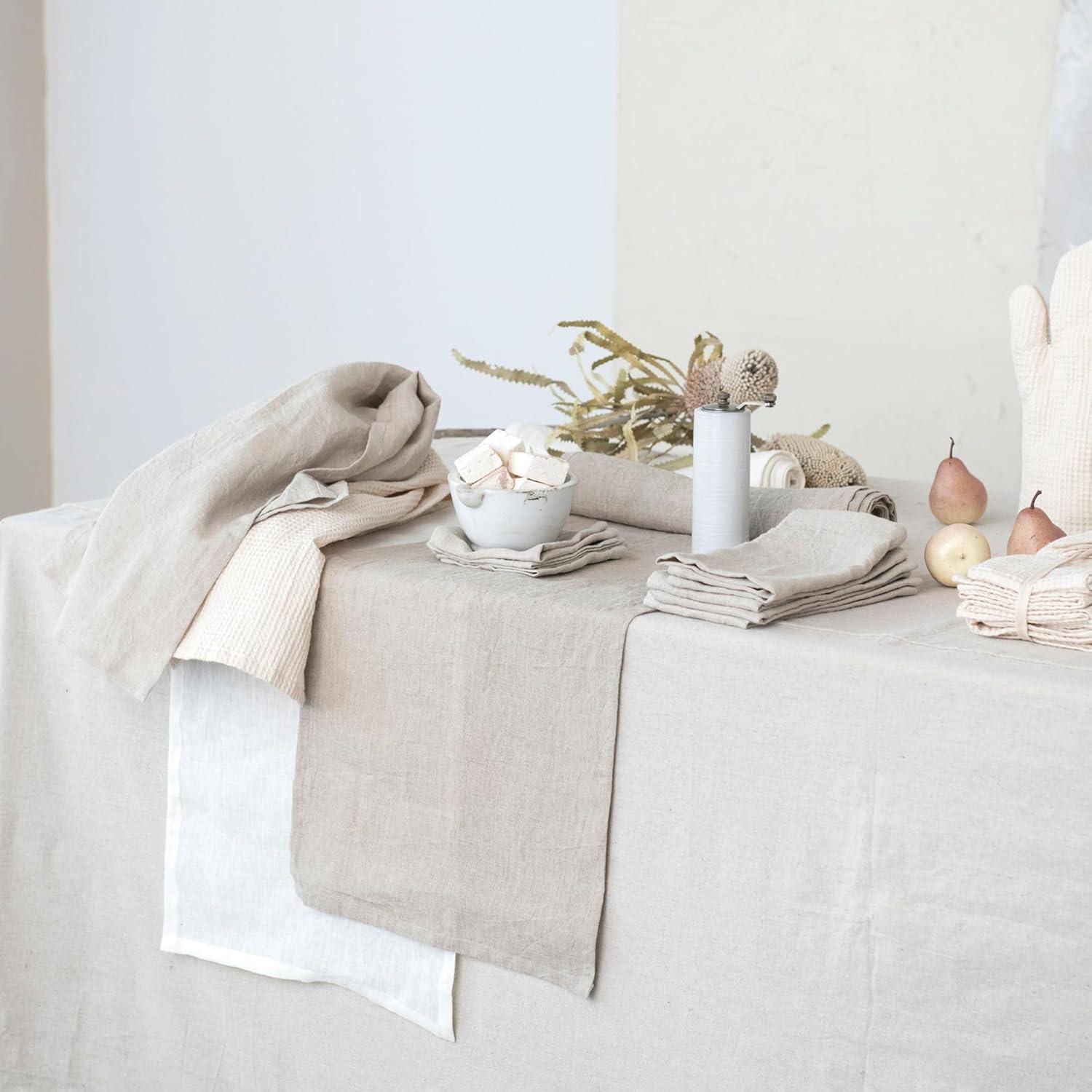 Ivory Stonewashed Linen 108-Inch Table Runner