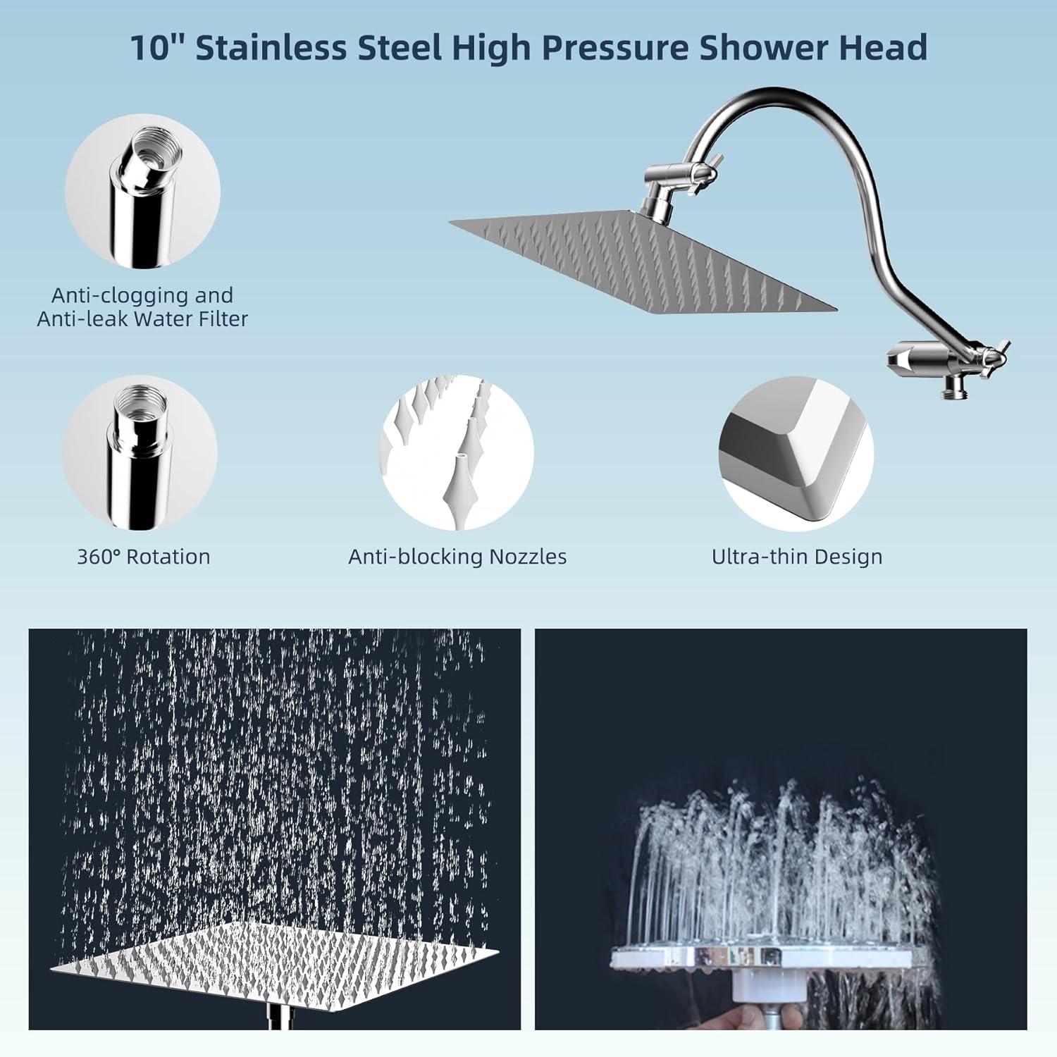 High Pressure Rainfall Shower Head with Handheld Spray Combo