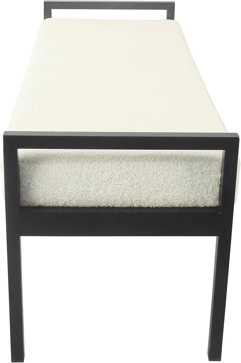 Modern Metal Faux Shearling Bench - HomePop