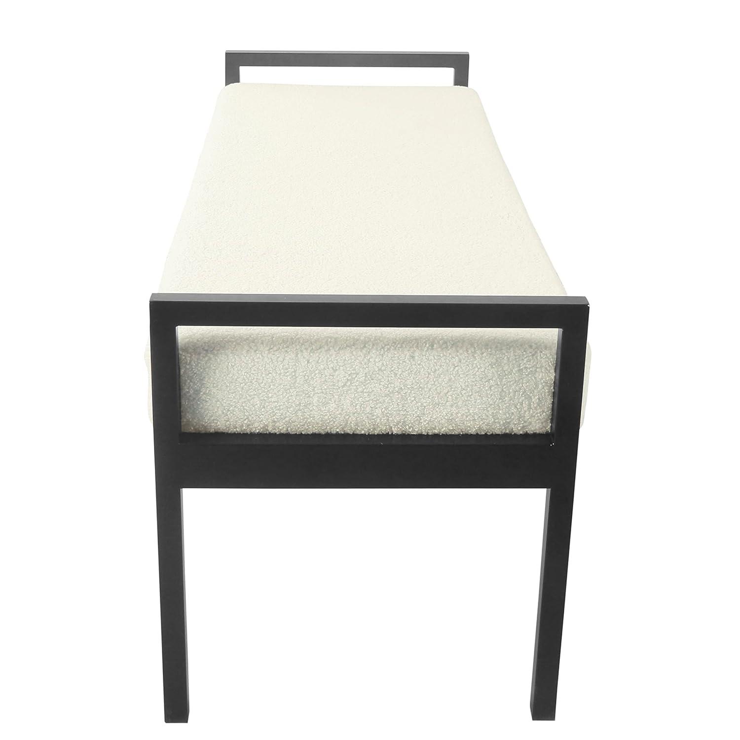 Modern Metal Faux Shearling Bench Cream - HomePop