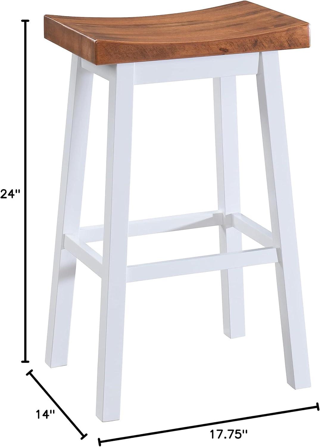 LuXeo Lakewood Solid Wood Saddle Barstool