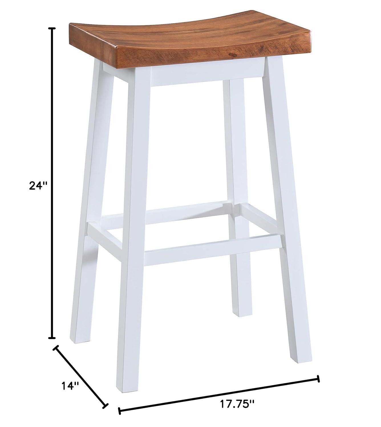 LuXeo LuXeo Lakewood Solid Wood Saddle Barstool (Set of 2)