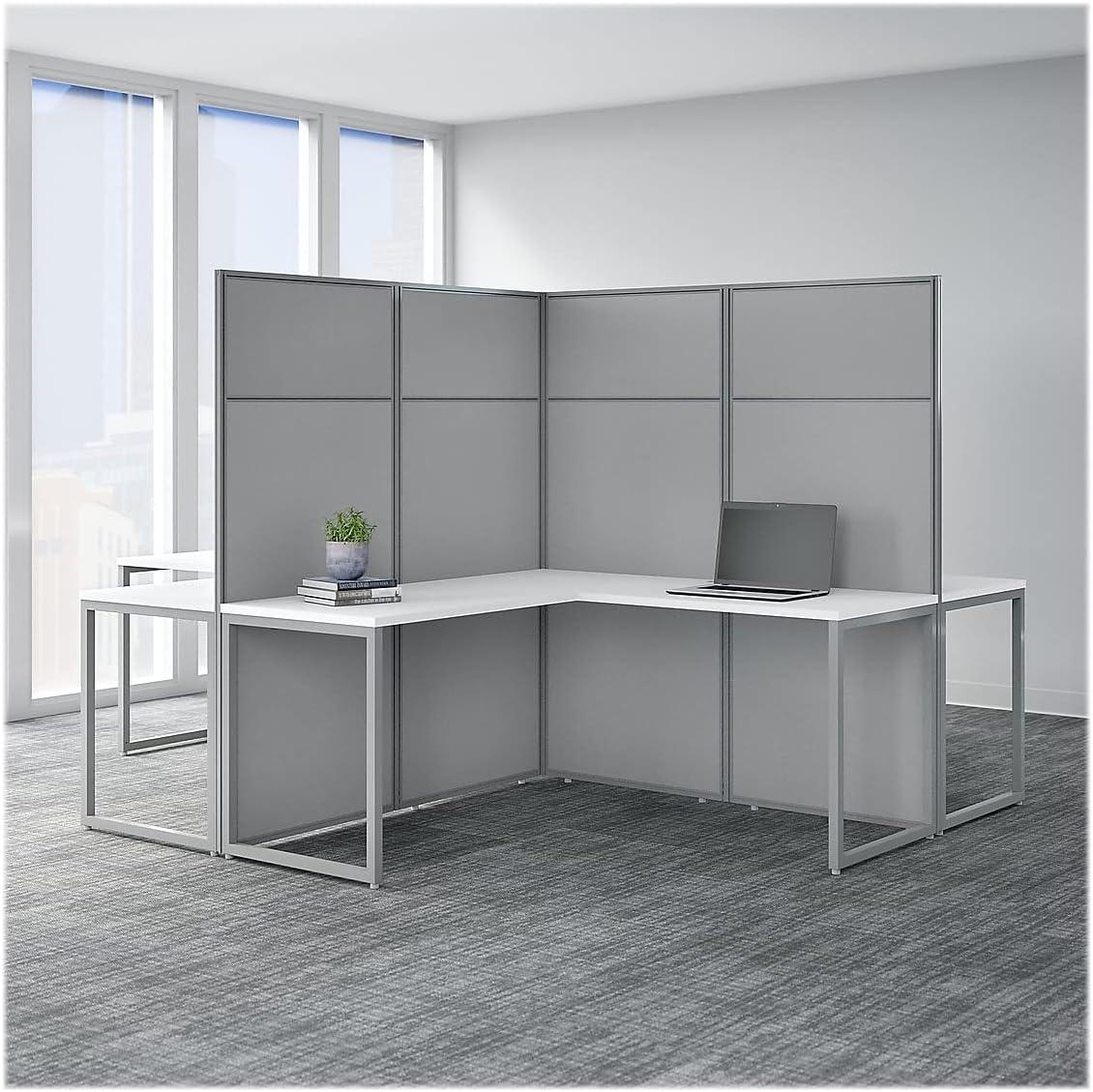 Bush Business Furniture Easy Office L-Shaped 4 Person Cubicle with Cable Management