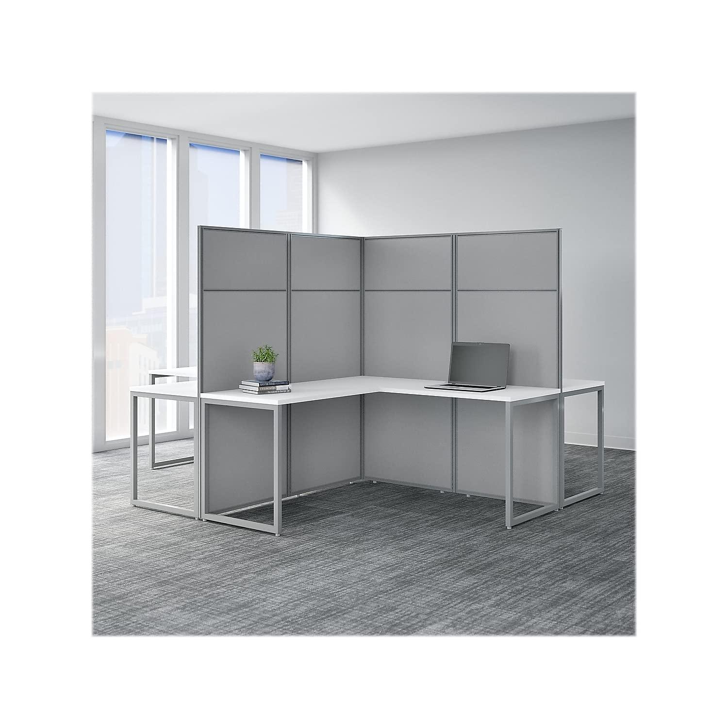 Bush Business Furniture Easy Office L-Shaped 4 Person Cubicle with Cable Management