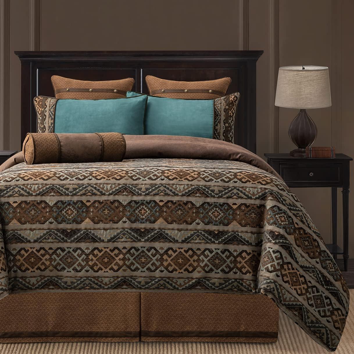 Rio Grande Brown Aztec Pattern Southwestern Lodge Duvet Cover Set