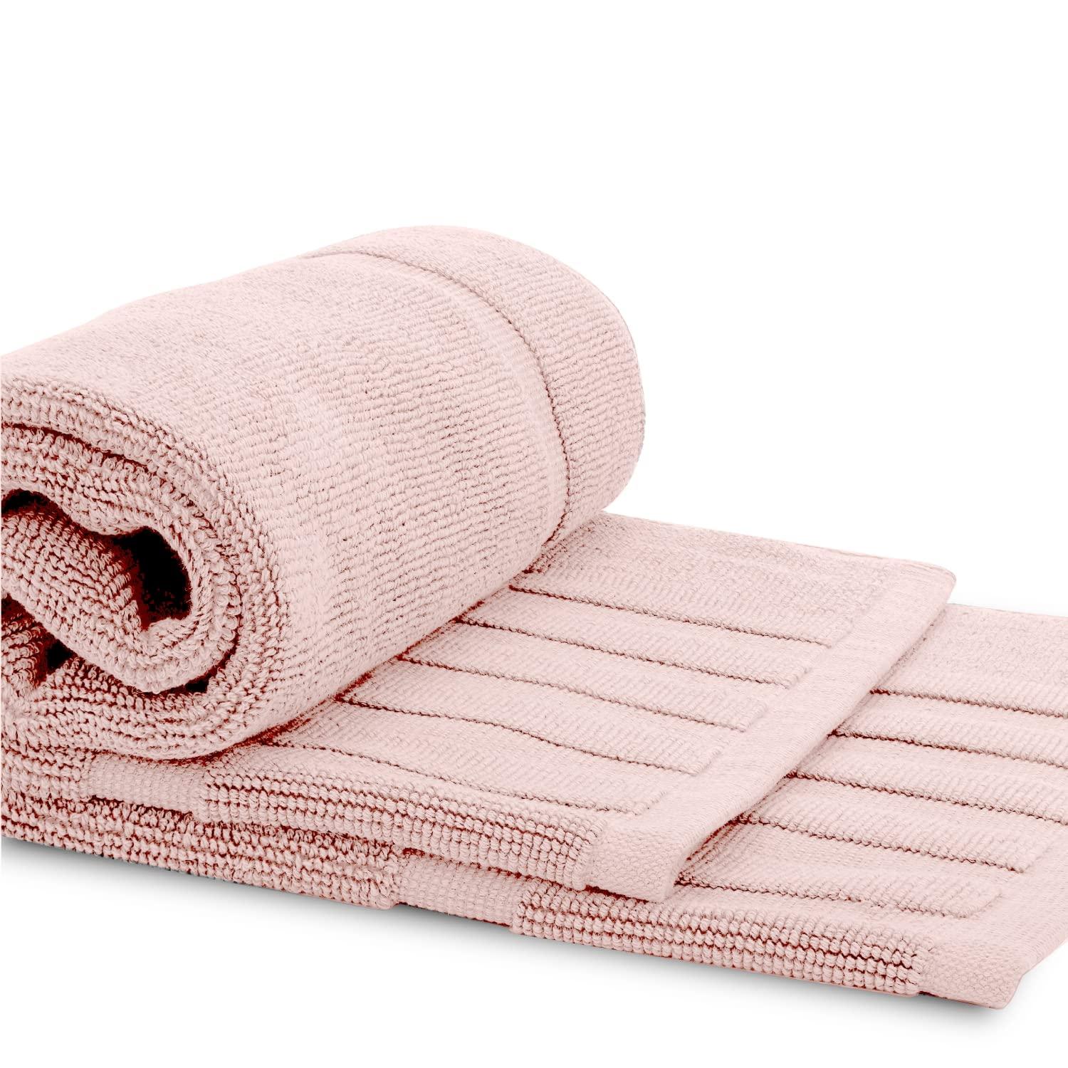 White Classic Cotton Bath Mat Floor Towel [Not a Rug] 2-Pack - 22x34" Pink