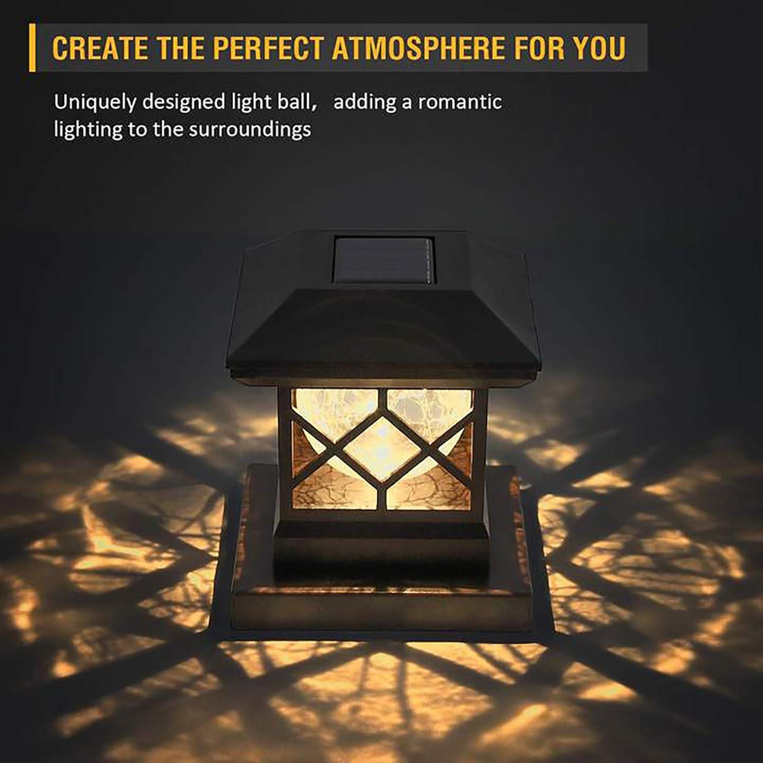 TWINSLUXES Solar Post Cap Lights Outdoor - Waterproof LED Fence Post Solar Lights for 3.5x3.5/4x4/5x5 Wood Posts in Patio, Deck or Garden Decoration 4 Pack