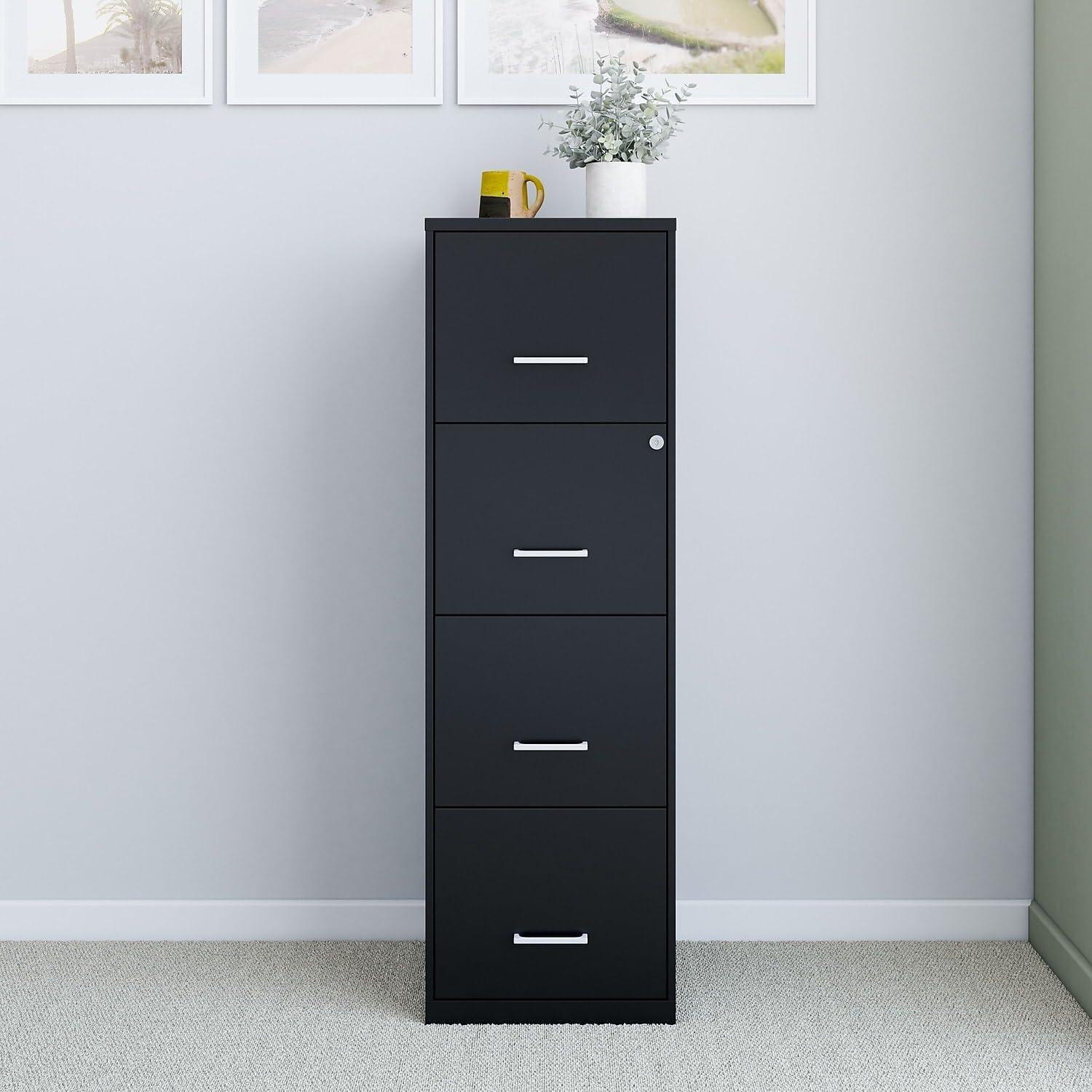 Staples 4-Drawer Vertical File Cabinet Locking Letter Black 18"D (52152) 16883/52152