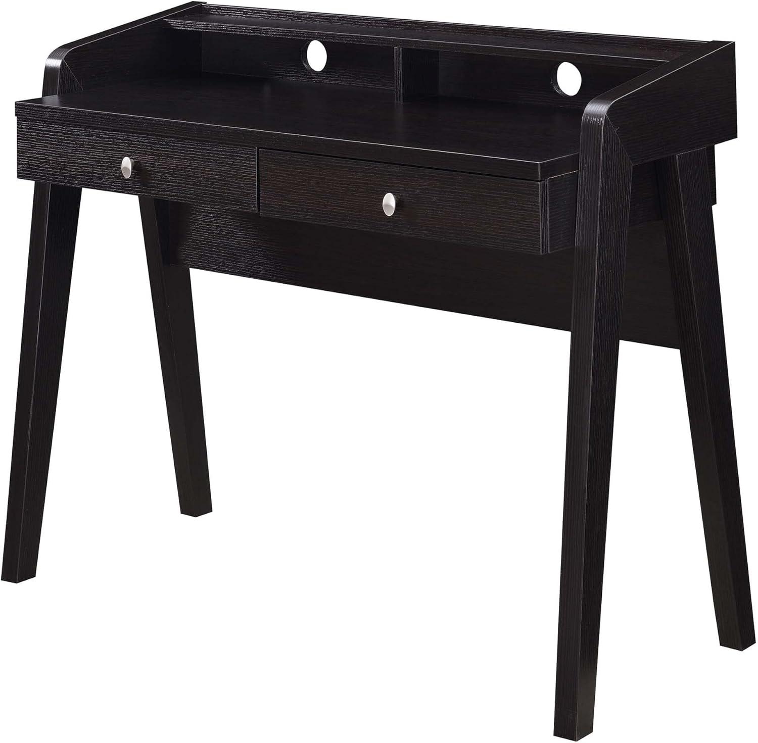 Convenience Concepts Newport 34.75 in. Tall Deluxe 2 Drawer Desk with Shelf, Espresso, All Ages