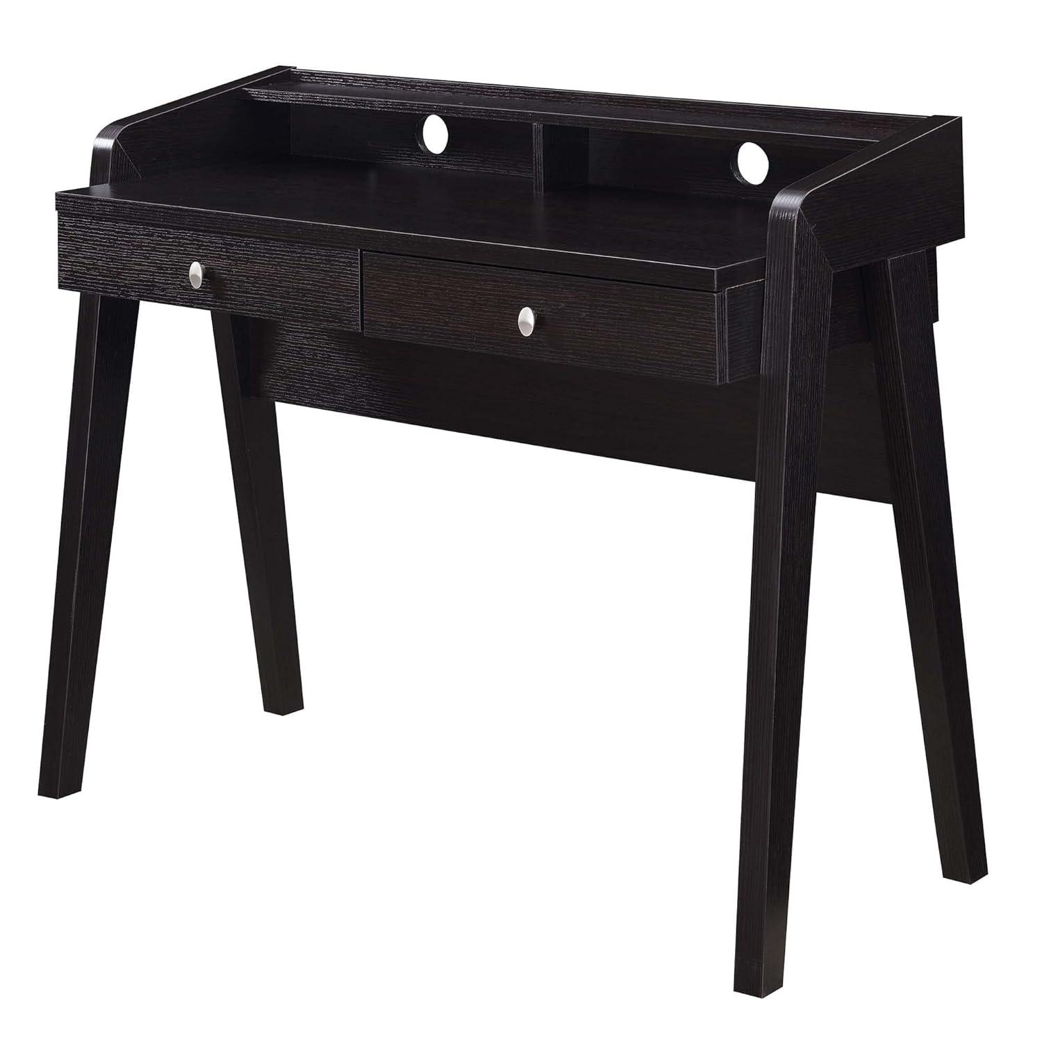 Convenience Concepts Newport 34.75 in. Tall Deluxe 2 Drawer Desk with Shelf, Espresso, All Ages
