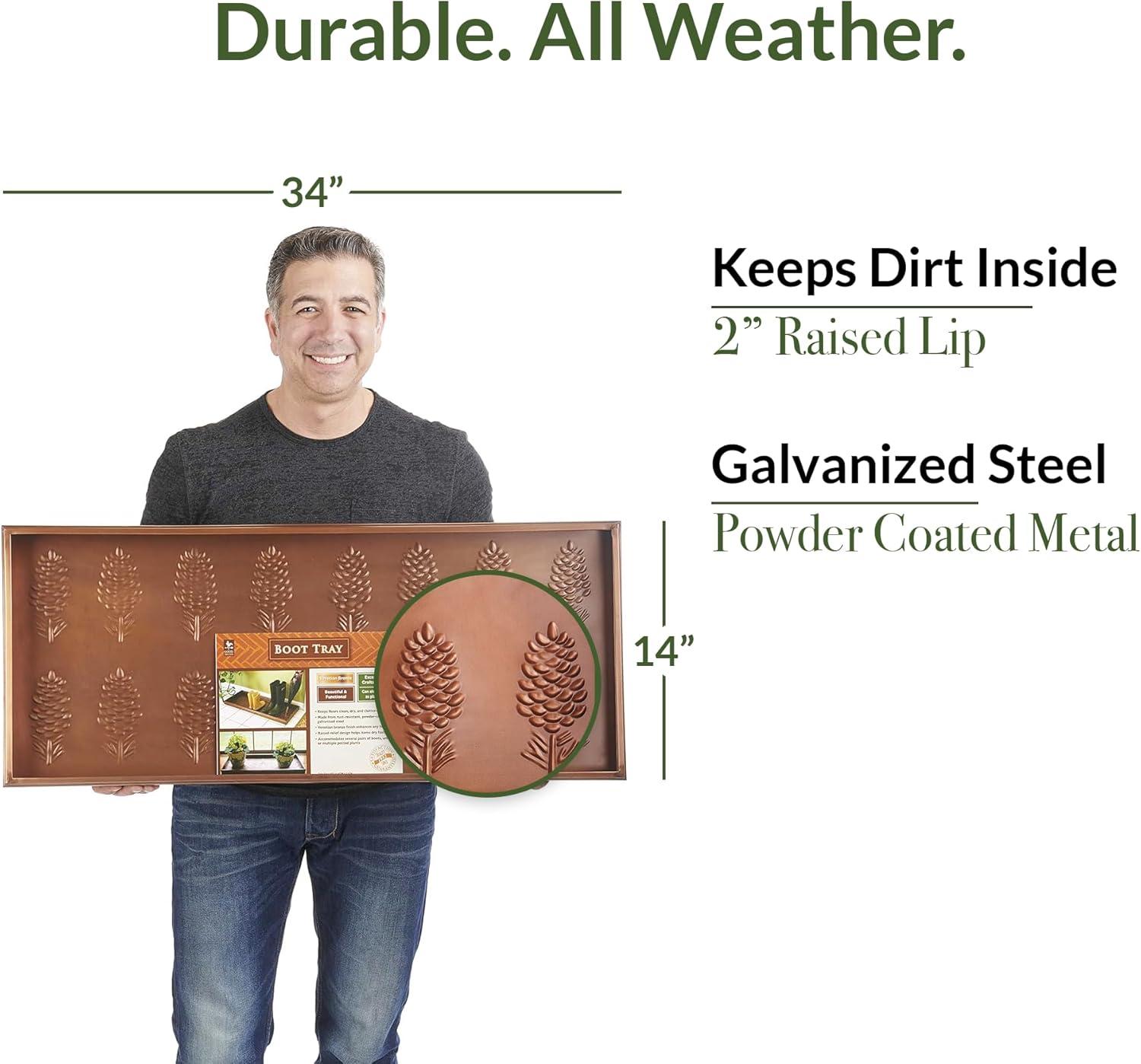 Pine Cones Copper Finish Multi-Purpose Boot Tray - Good Directions