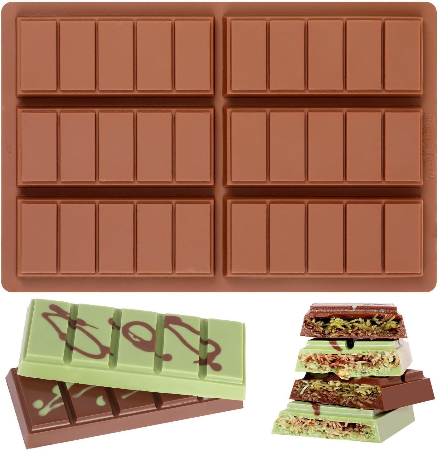 Fimary Chocolate Molds, Rectangle Chocolate Bar Sweet Molds Silicone Bakeware Wax Melt Molds, Pack of 1