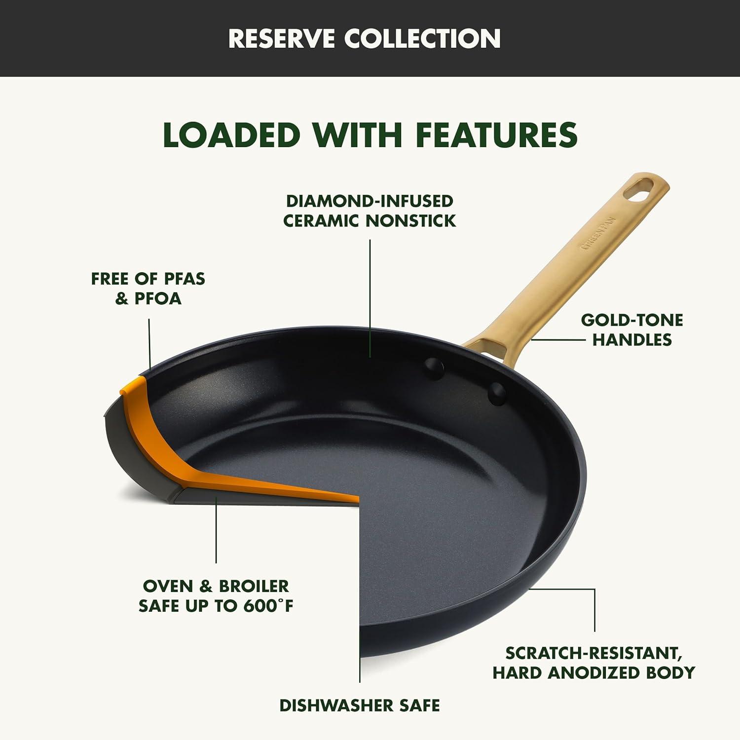 GreenPan GreenPan Reserve Black Healthy Ceramic Nonstick Saucepan Set with Lids, 1.5qt and 3qt