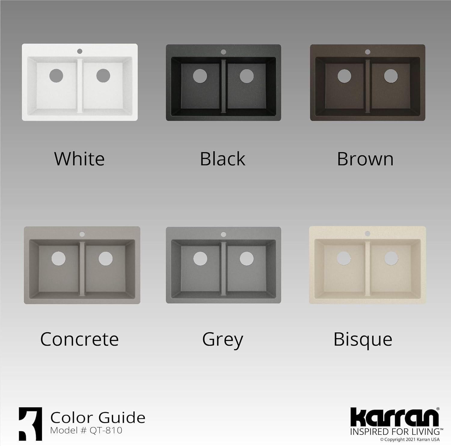 Karran Quartz 33'' X 22'' 50/50 Double Bowl Composite Drop-in Kitchen Sink