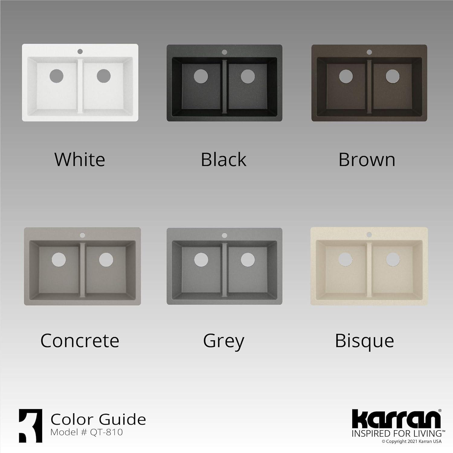 Karran Quartz 33'' X 22'' 50/50 Double Bowl Composite Drop-in Kitchen Sink