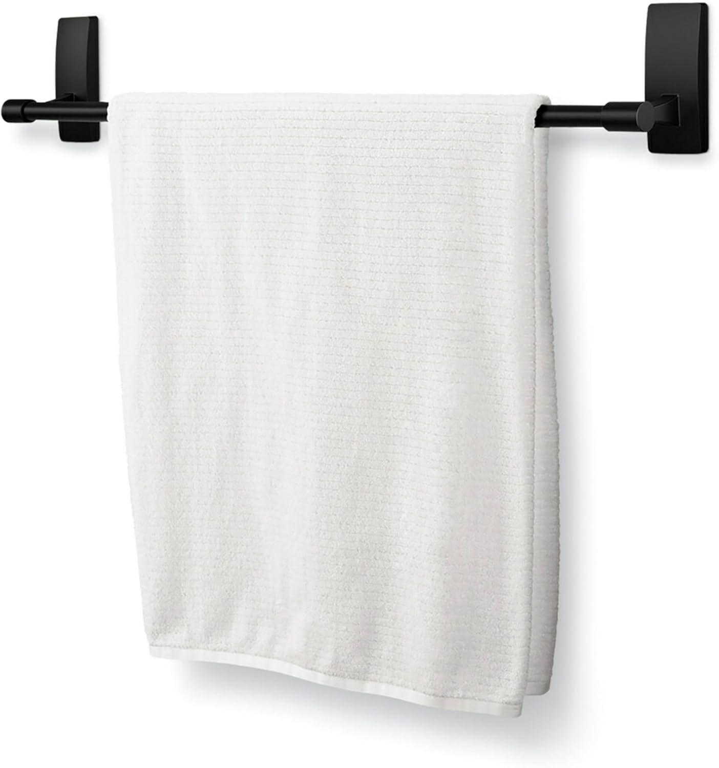 Command Bath Matte Black Towel Bar, 2 Large Strips