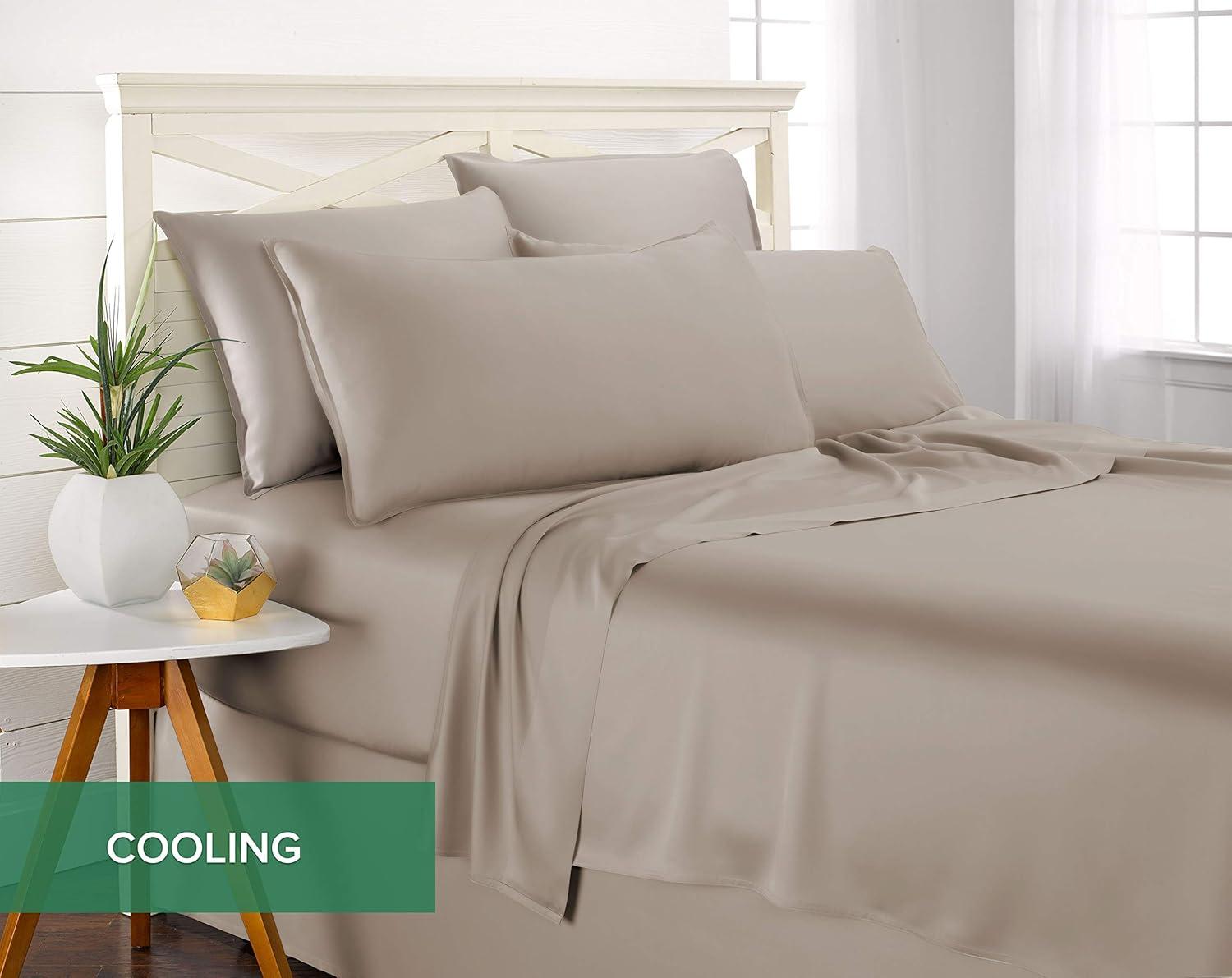 PURE BAMBOO Sheets Twin Size Bed Sheets 3 Piece Set, Genuine 100% Organic Bamboo, Luxuriously Soft & Cooling, Double Stitching, 16 Inch Deep Pockets, Lifetime Quality Promise (Twin, Sand)