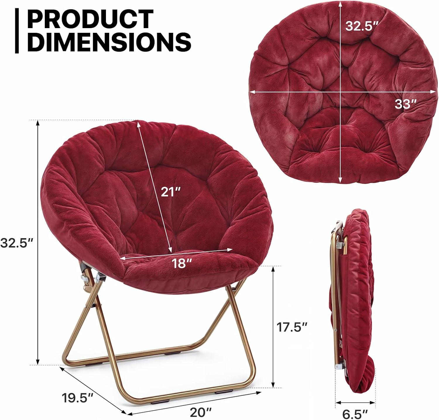 Mercer41 Amey Foldable Round Saucer Chair Portable Dorm Chair Lounge Chair Accent Chair for Bedroom Living Room